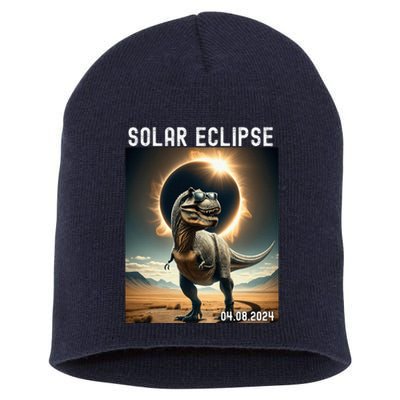 Total Solar Eclipse Trex Dinosaur April 8 2024 Short Acrylic Beanie