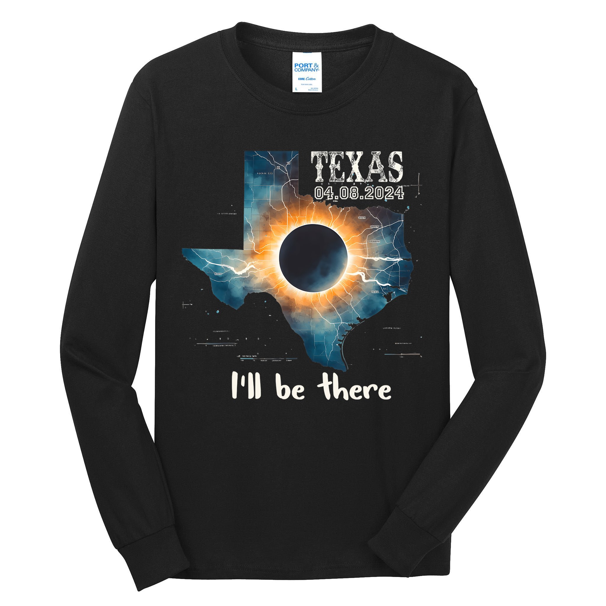 Total Solar Eclipse 2024 Texas Tall Long Sleeve T-Shirt