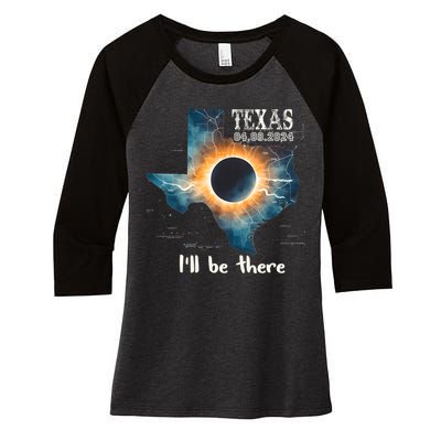 Total Solar Eclipse 2024 Texas Women's Tri-Blend 3/4-Sleeve Raglan Shirt