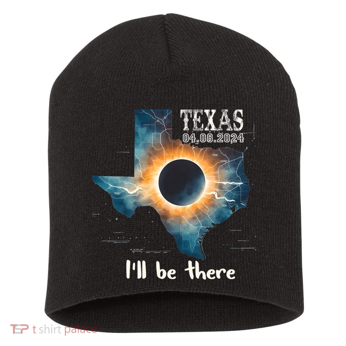 Total Solar Eclipse 2024 Texas Short Acrylic Beanie
