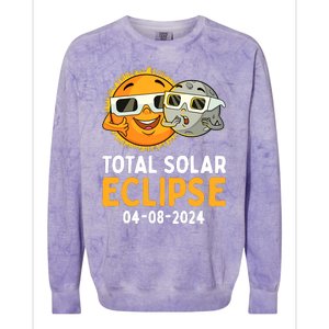 Total Solar Eclipse 2024 Glasses Funny Sun Moon Boy Colorblast Crewneck Sweatshirt