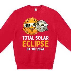 Total Solar Eclipse 2024 Glasses Funny Sun Moon Boy Premium Crewneck Sweatshirt