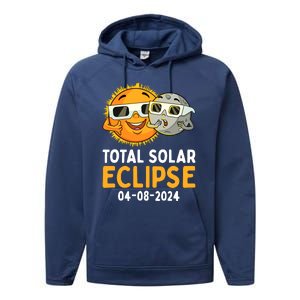 Total Solar Eclipse 2024 Glasses Funny Sun Moon Boy Performance Fleece Hoodie