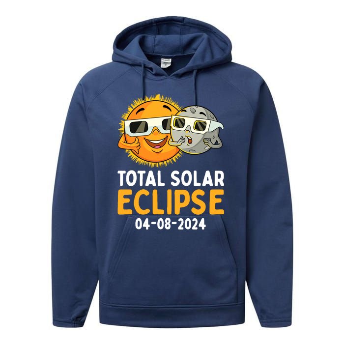 Total Solar Eclipse 2024 Glasses Funny Sun Moon Boy Performance Fleece Hoodie