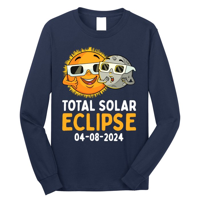 Total Solar Eclipse 2024 Glasses Funny Sun Moon Boy Long Sleeve Shirt