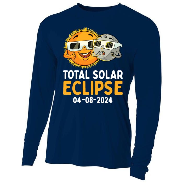 Total Solar Eclipse 2024 Glasses Funny Sun Moon Boy Cooling Performance Long Sleeve Crew