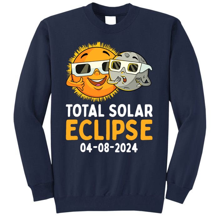 Total Solar Eclipse 2024 Glasses Funny Sun Moon Boy Tall Sweatshirt