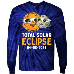 Total Solar Eclipse 2024 Glasses Funny Sun Moon Boy Tie-Dye Long Sleeve Shirt