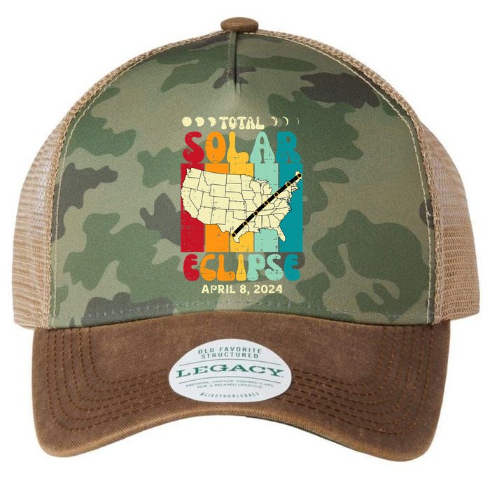Total Solar Eclipse Usa Map Retro April 8 2024 Legacy Tie Dye Trucker Hat