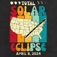 Total Solar Eclipse Usa Map Retro April 8 2024 Garment-Dyed Fleece Hoodie