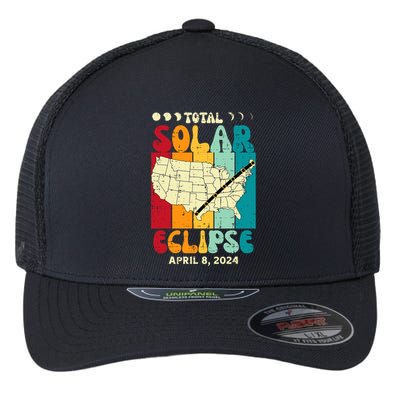 Total Solar Eclipse Usa Map Retro April 8 2024 Flexfit Unipanel Trucker Cap