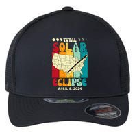 Total Solar Eclipse Usa Map Retro April 8 2024 Flexfit Unipanel Trucker Cap