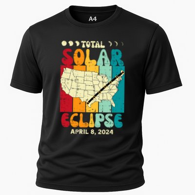 Total Solar Eclipse Usa Map Retro April 8 2024 Performance Shirt