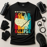 Total Solar Eclipse Usa Map Retro April 8 2024 Performance Shirt