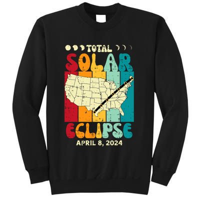 Total Solar Eclipse Usa Map Retro April 8 2024 Sweatshirt