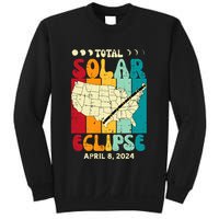Total Solar Eclipse Usa Map Retro April 8 2024 Sweatshirt