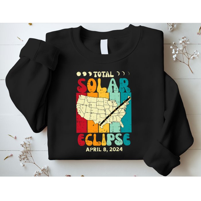 Total Solar Eclipse Usa Map Retro April 8 2024 Sweatshirt