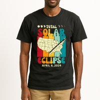 Total Solar Eclipse Usa Map Retro April 8 2024 Tall T-Shirt