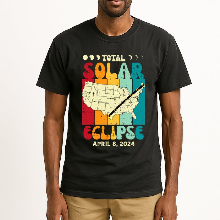 Total Solar Eclipse Usa Map Retro April 8 2024 Tall T-Shirt