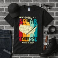Total Solar Eclipse Usa Map Retro April 8 2024 Tall T-Shirt