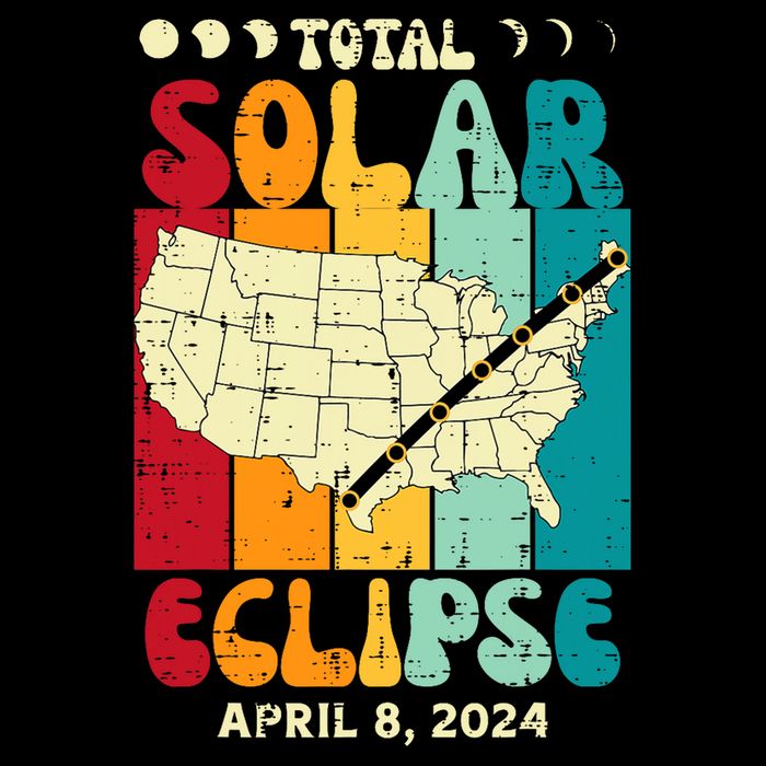 Total Solar Eclipse Usa Map Retro April 8 2024 Backpack