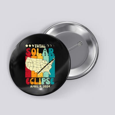 Total Solar Eclipse Usa Map Retro April 8 2024 Button