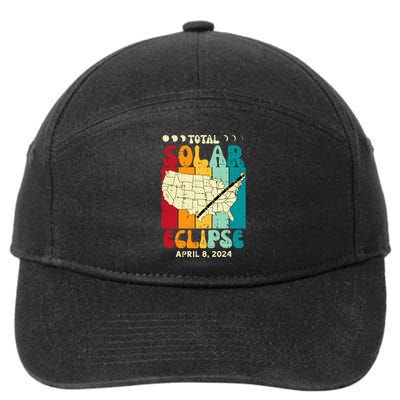 Total Solar Eclipse Usa Map Retro April 8 2024 7-Panel Snapback Hat