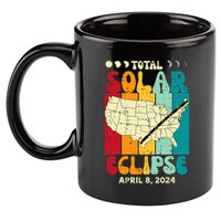 Total Solar Eclipse Usa Map Retro April 8 2024 11oz C Handle Ceramic Mug