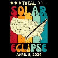 Total Solar Eclipse Usa Map Retro April 8 2024 Drawstring Bag