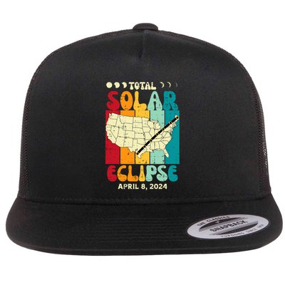 Total Solar Eclipse Usa Map Retro April 8 2024 Flatbill Hat