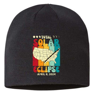Total Solar Eclipse Usa Map Retro April 8 2024 Sustainable Beanie