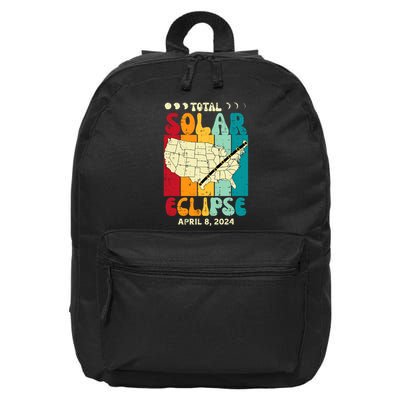 Total Solar Eclipse Usa Map Retro April 8 2024 16 in Basic Backpack