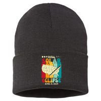 Total Solar Eclipse Usa Map Retro April 8 2024 Sustainable Knit Beanie