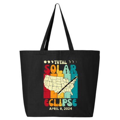 Total Solar Eclipse Usa Map Retro April 8 2024 25L Jumbo Tote