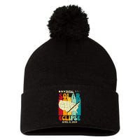 Total Solar Eclipse Usa Map Retro April 8 2024 Pom Pom 12in Knit Beanie