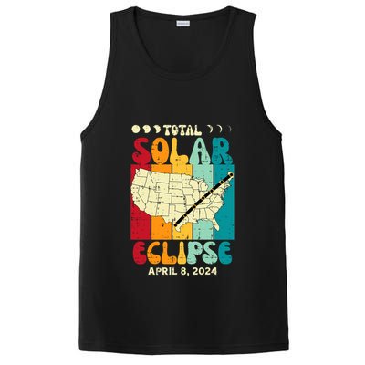 Total Solar Eclipse Usa Map Retro April 8 2024 PosiCharge Competitor Tank