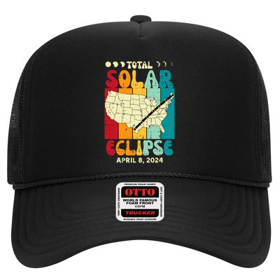 Total Solar Eclipse Usa Map Retro April 8 2024 Trucker Hat