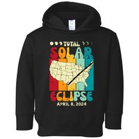Total Solar Eclipse Usa Map Retro April 8 2024 Toddler Hoodie