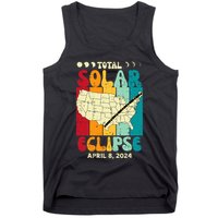 Total Solar Eclipse Usa Map Retro April 8 2024 Tank Top