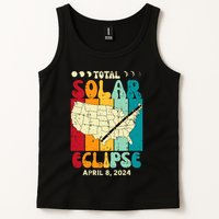 Total Solar Eclipse Usa Map Retro April 8 2024 Tank Top