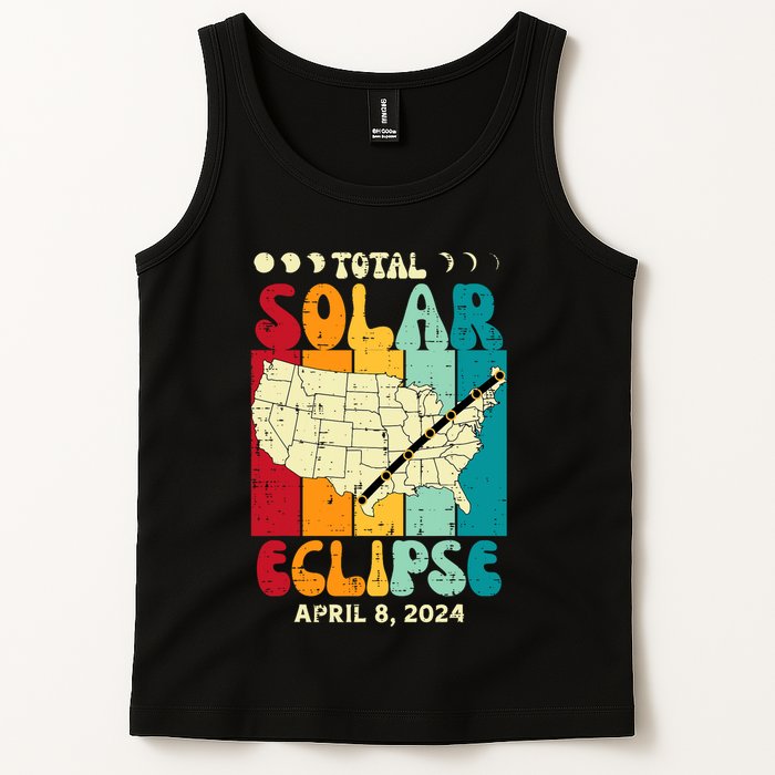 Total Solar Eclipse Usa Map Retro April 8 2024 Tank Top