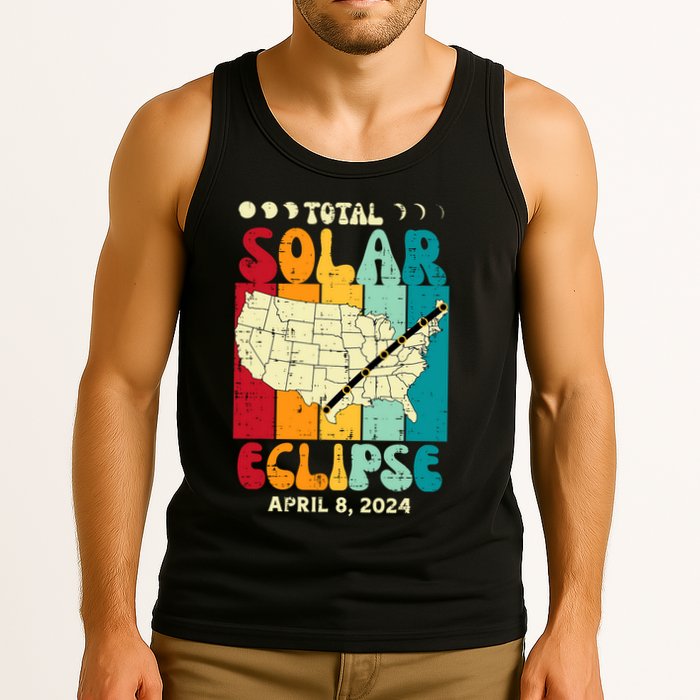 Total Solar Eclipse Usa Map Retro April 8 2024 Tank Top