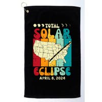 Total Solar Eclipse Usa Map Retro April 8 2024 Golf Towel