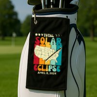Total Solar Eclipse Usa Map Retro April 8 2024 Golf Towel
