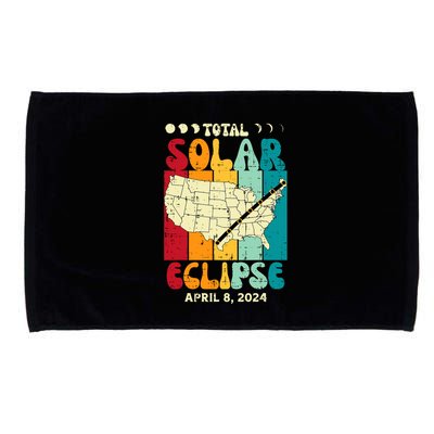 Total Solar Eclipse Usa Map Retro April 8 2024 Microfiber Hand Towel