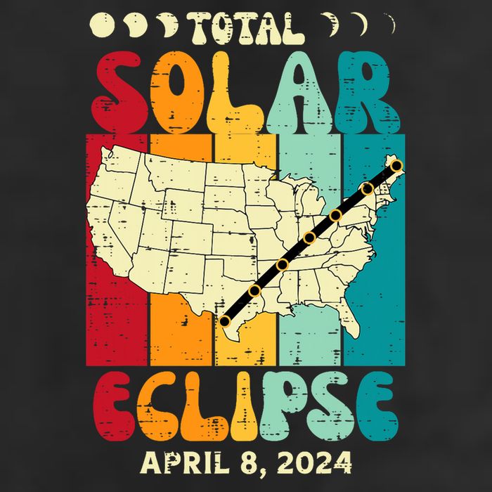 Total Solar Eclipse Usa Map Retro April 8 2024 Microfiber Hand Towel