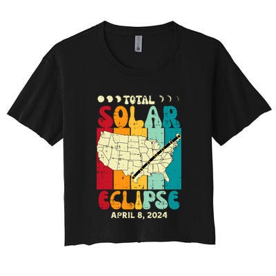 Total Solar Eclipse Usa Map Retro April 8 2024 Crop Top