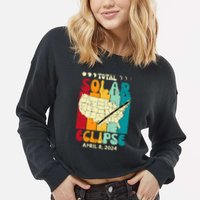 Total Solar Eclipse Usa Map Retro April 8 2024 Cropped Pullover Crew