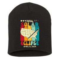Total Solar Eclipse Usa Map Retro April 8 2024 Short Acrylic Beanie