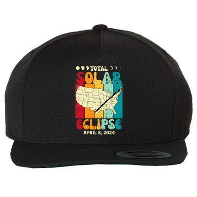 Total Solar Eclipse Usa Map Retro April 8 2024 Wool Snapback Cap